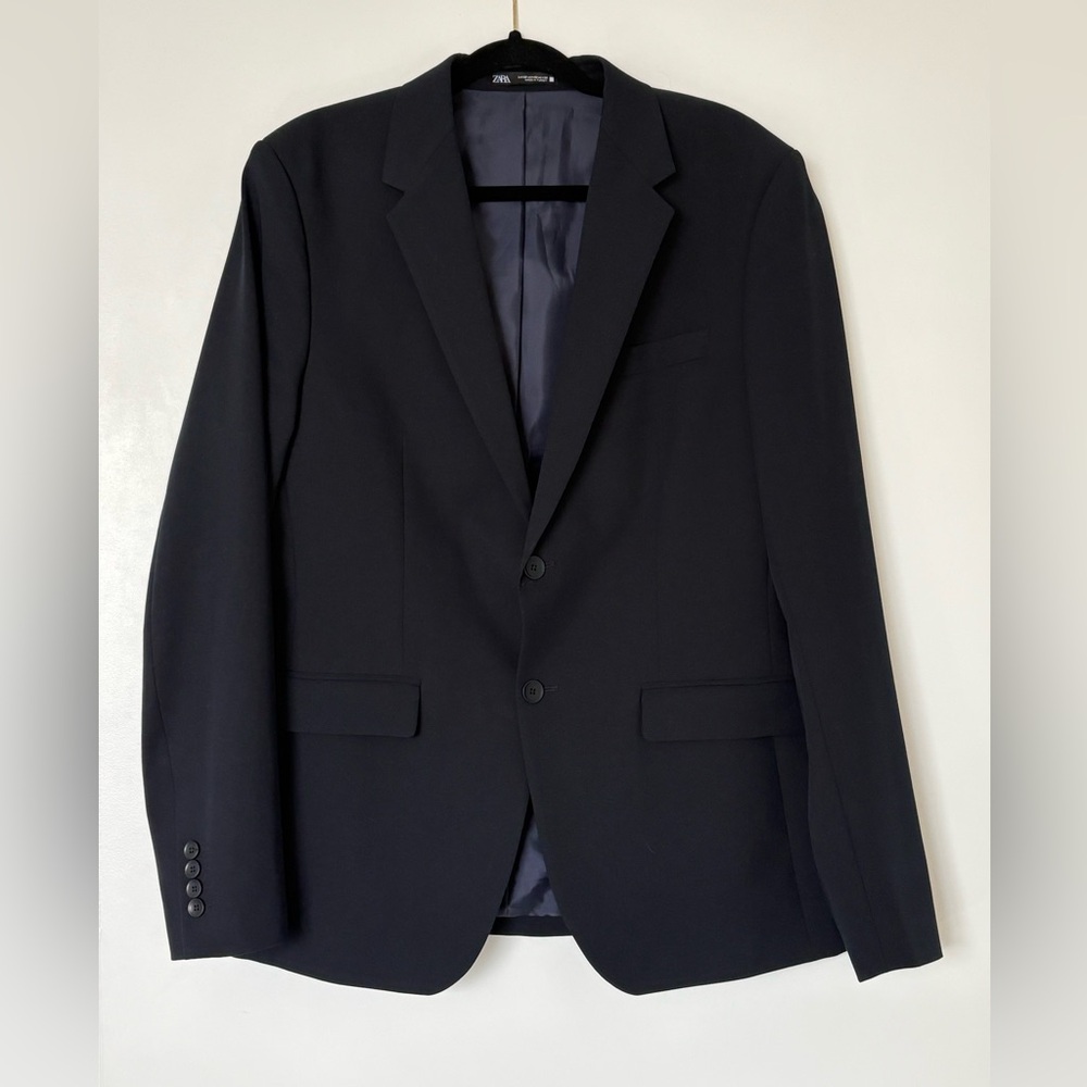 Zara Men's Navy Blazer Size 42R - Picture 2 of 8